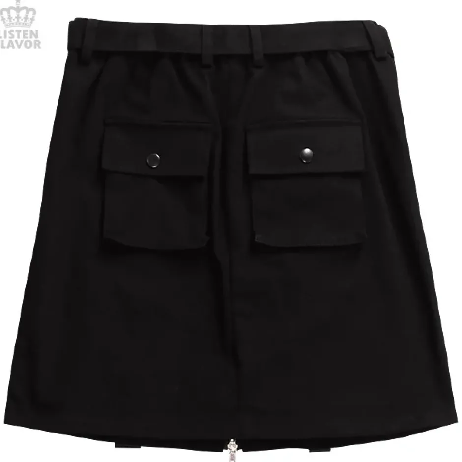 LISTEN FLAVOR Buckle Pocket Zip Skirt Clearance