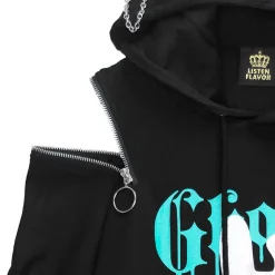 LISTEN FLAVOR Bunny Ear Ghost Hoodie New