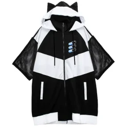 LISTEN FLAVOR Cat Ear Capsule Mesh Jersey Hoodie Sale