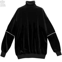 LISTEN FLAVOR Cat Eye Velour Half-Zip Pullover New