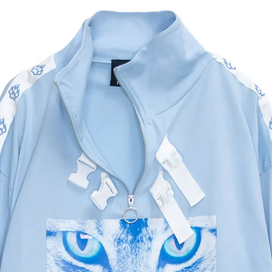 LISTEN FLAVOR Cat is Watching Half-Zip Pullover Sale