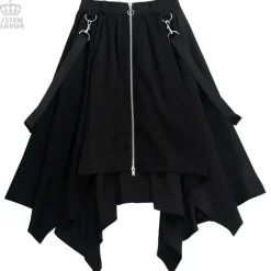 LISTEN FLAVOR Center Zip Hemline Skirt w/ Strap Hot