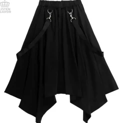 LISTEN FLAVOR Center Zip Hemline Skirt w/ Strap Hot