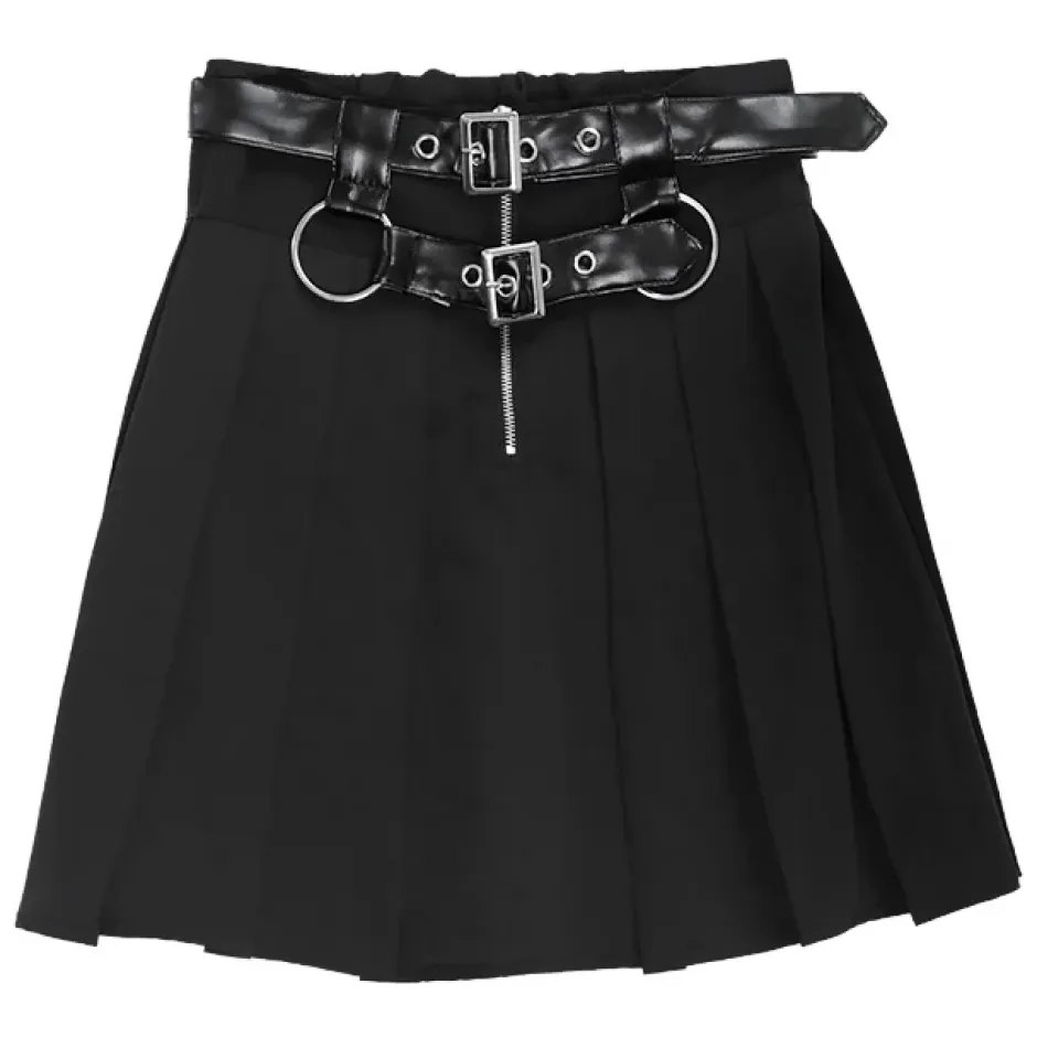 LISTEN FLAVOR Center Zip Skirt w/ Chain Clearance