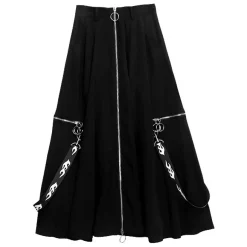 Bottoms>LISTEN FLAVOR Center Zip Strap Maxi Skirt Black