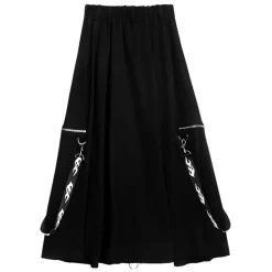 Bottoms>LISTEN FLAVOR Center Zip Strap Maxi Skirt Black