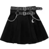 LISTEN FLAVOR Chain Belt Pleated Skirt Sale