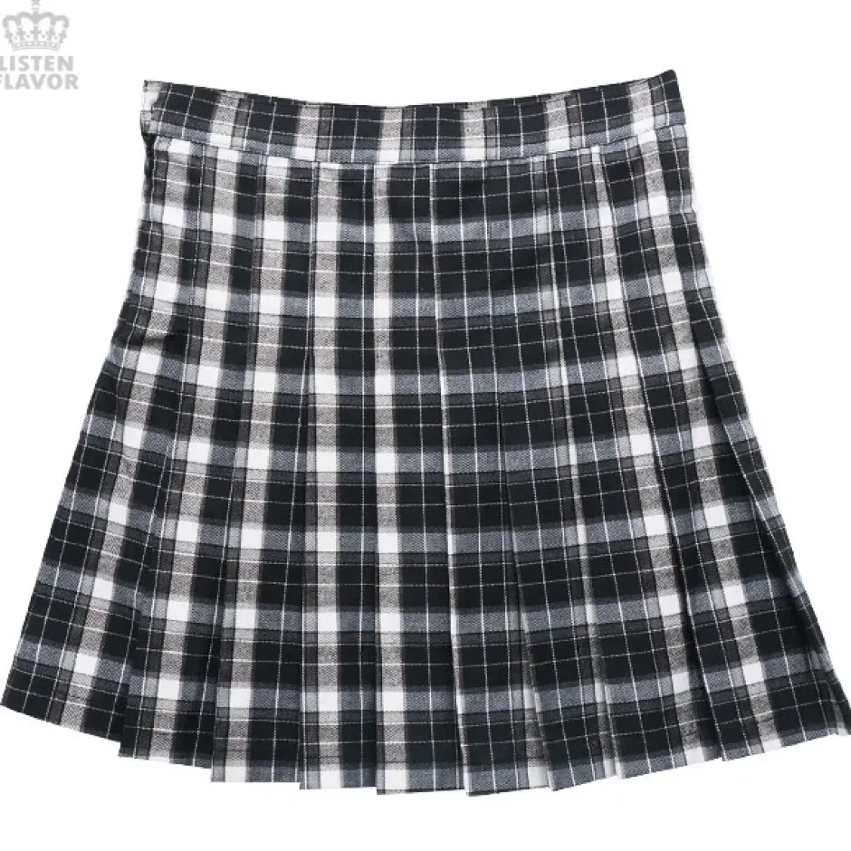 Bottoms>LISTEN FLAVOR Check Pleated Skirt