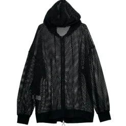 LISTEN FLAVOR Cool Mesh Zip Hoodie Black Outlet