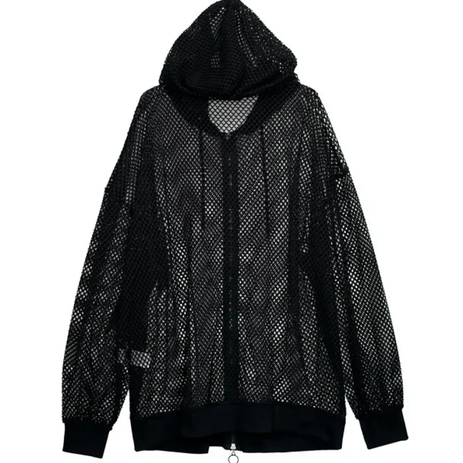 LISTEN FLAVOR Cool Mesh Zip Hoodie Black Outlet