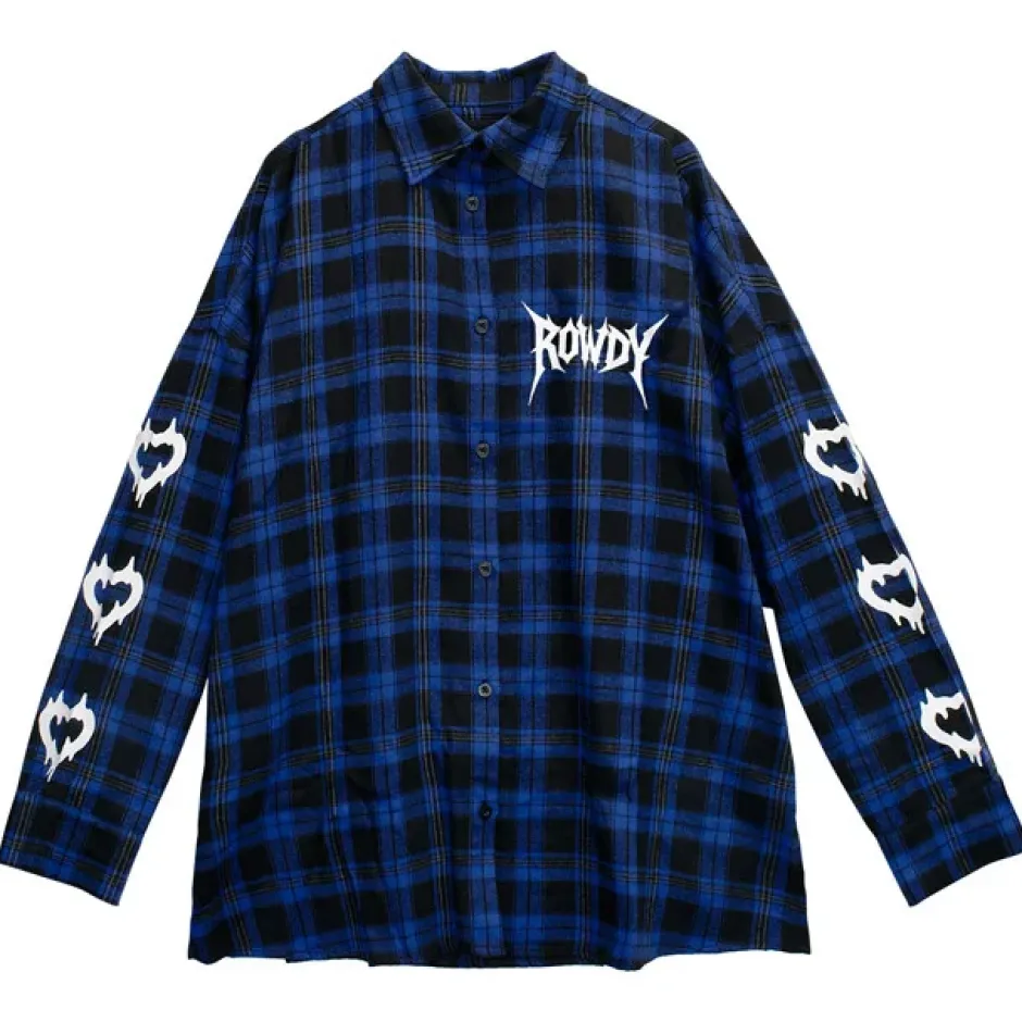 Tops>LISTEN FLAVOR Crazy Bear Checkered Shirt
