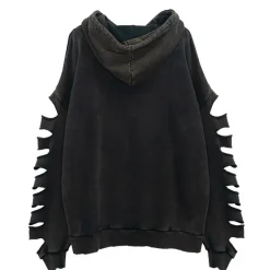 Jackets & Hoodies>LISTEN FLAVOR Cross of Temptation Damaged Hoodie Vintage Black