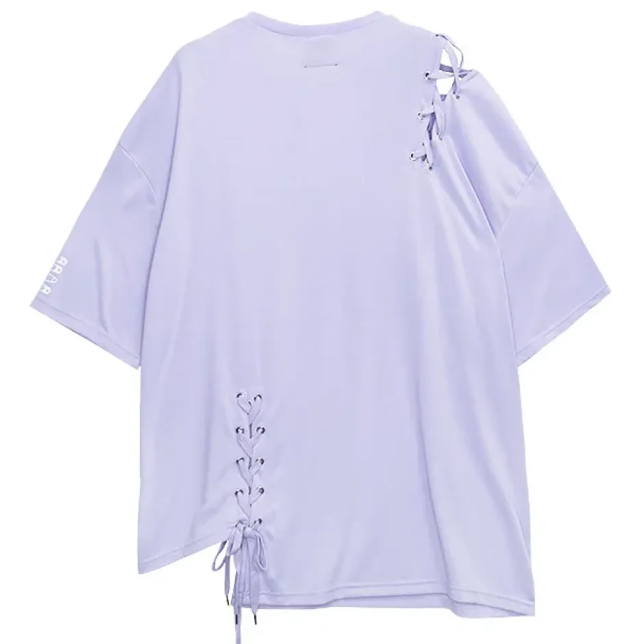 Tops>LISTEN FLAVOR Cross Safety Pin Lace-Up Asymmetrical Top