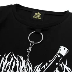 LISTEN FLAVOR Cutting Through Heart Eyelet Chain Top Sale