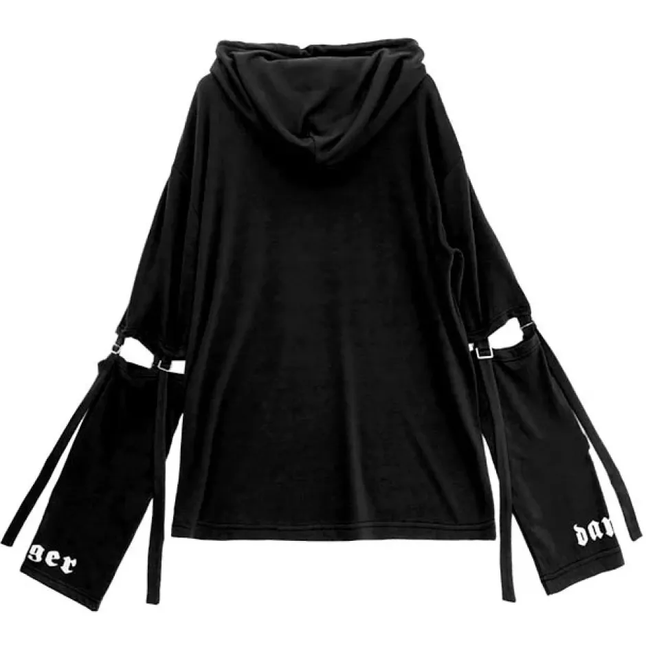 Jackets & Hoodies>LISTEN FLAVOR Danger Cat 2-Way Cut Hoodie