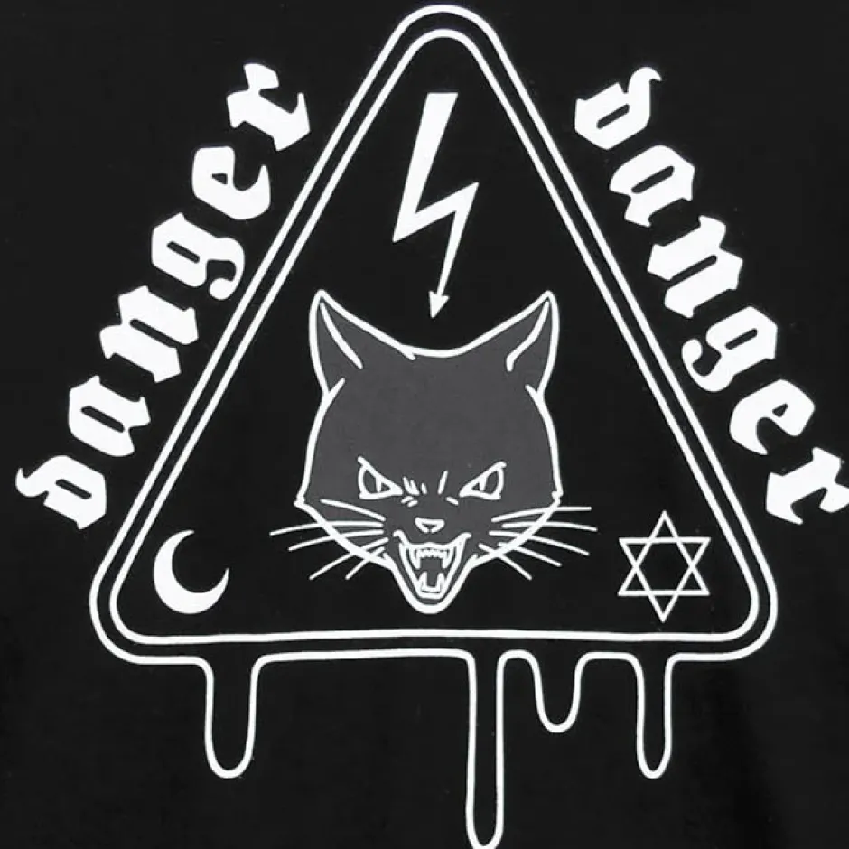 Jackets & Hoodies>LISTEN FLAVOR Danger Cat 2-Way Cut Hoodie