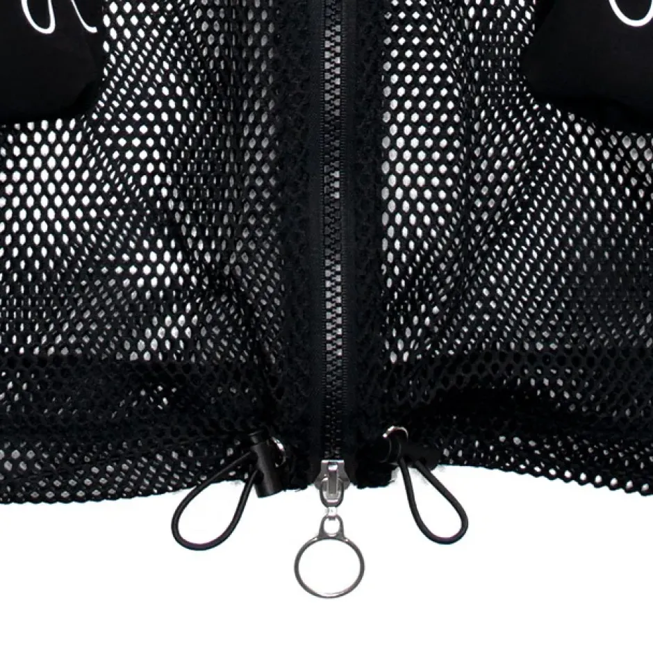 LISTEN FLAVOR Dangerous Heart Sleeve Line Mesh Zip Hoodie Black New