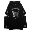 LISTEN FLAVOR Dangerous Safety Pin Separate Sleeve Hoodie Clearance
