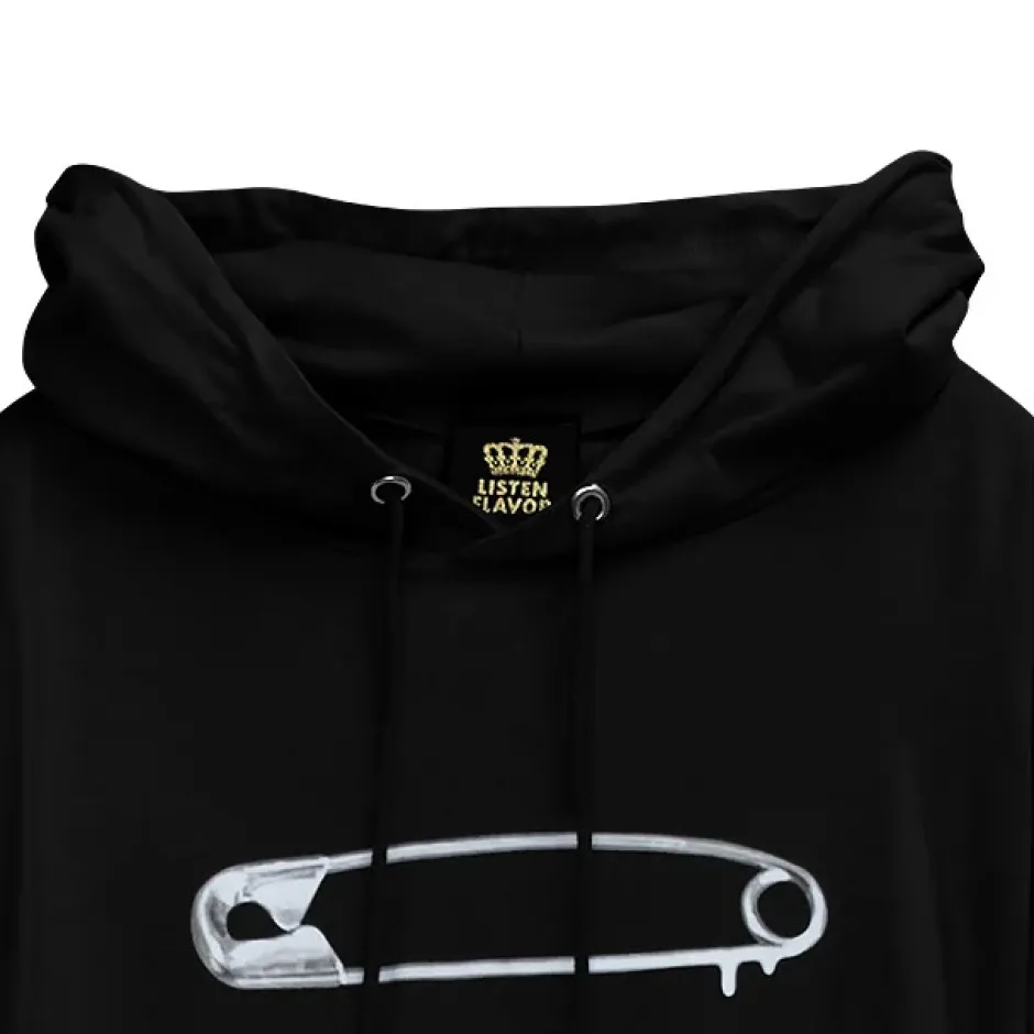 LISTEN FLAVOR Dangerous Safety Pin Separate Sleeve Hoodie Clearance