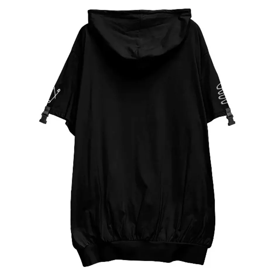 LISTEN FLAVOR Dangerous Safety Pin Separate Sleeve Hoodie Clearance