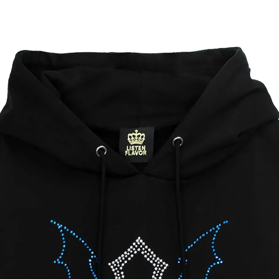 LISTEN FLAVOR Dark Cross Studded Hoodie Outlet