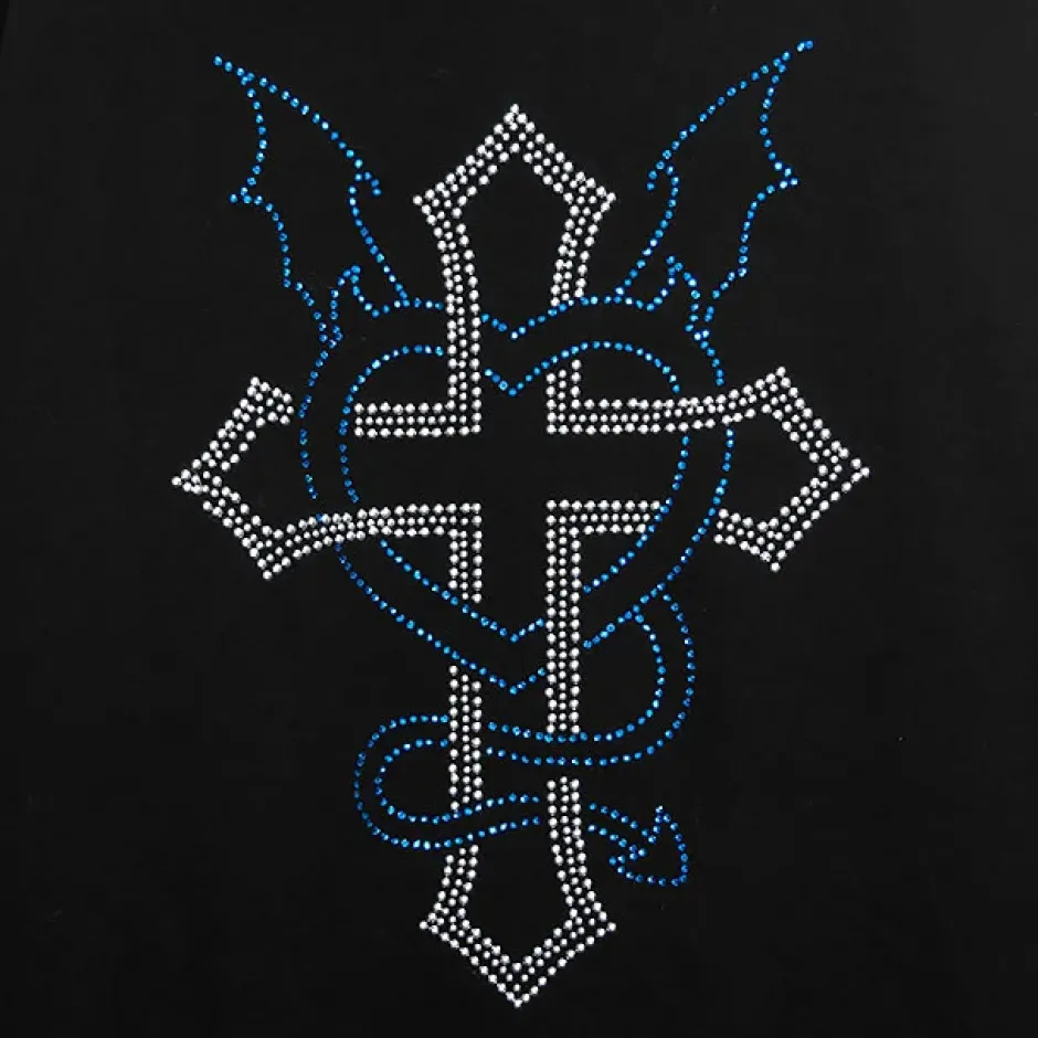 LISTEN FLAVOR Dark Cross Studded Hoodie Outlet