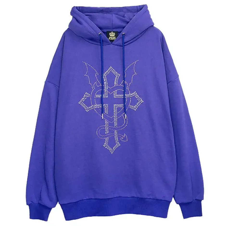 LISTEN FLAVOR Dark Cross Studded Hoodie Outlet