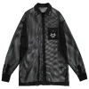 Tops>LISTEN FLAVOR Dark Metal Heart Mesh Shirt Black