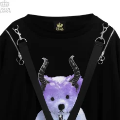 LISTEN FLAVOR Devil Bear Shoulder Zip Big Pullover w/ Straps Sale