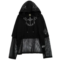 LISTEN FLAVOR Devil Heart 2-Way Mesh Hoodie New