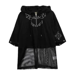 LISTEN FLAVOR Devil Heart 2-Way Mesh Hoodie New