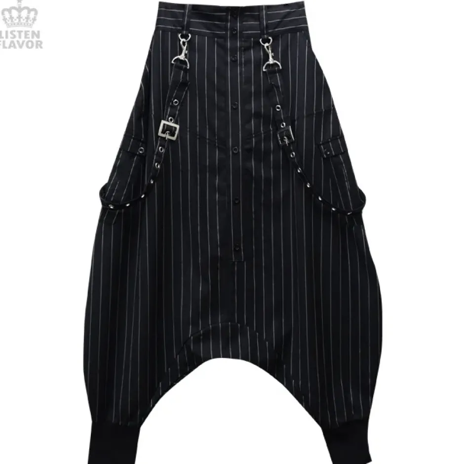 Bottoms>LISTEN FLAVOR Drape Sarouel Pants w/ Suspenders