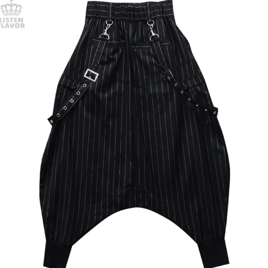 Bottoms>LISTEN FLAVOR Drape Sarouel Pants w/ Suspenders
