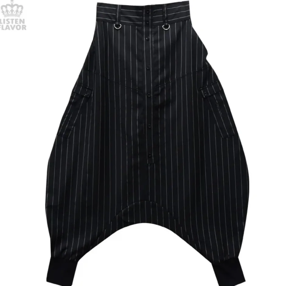 Bottoms>LISTEN FLAVOR Drape Sarouel Pants w/ Suspenders
