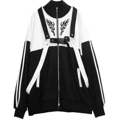 Jackets & Hoodies>LISTEN FLAVOR Fallen Angel's Harness Jersey Black x White