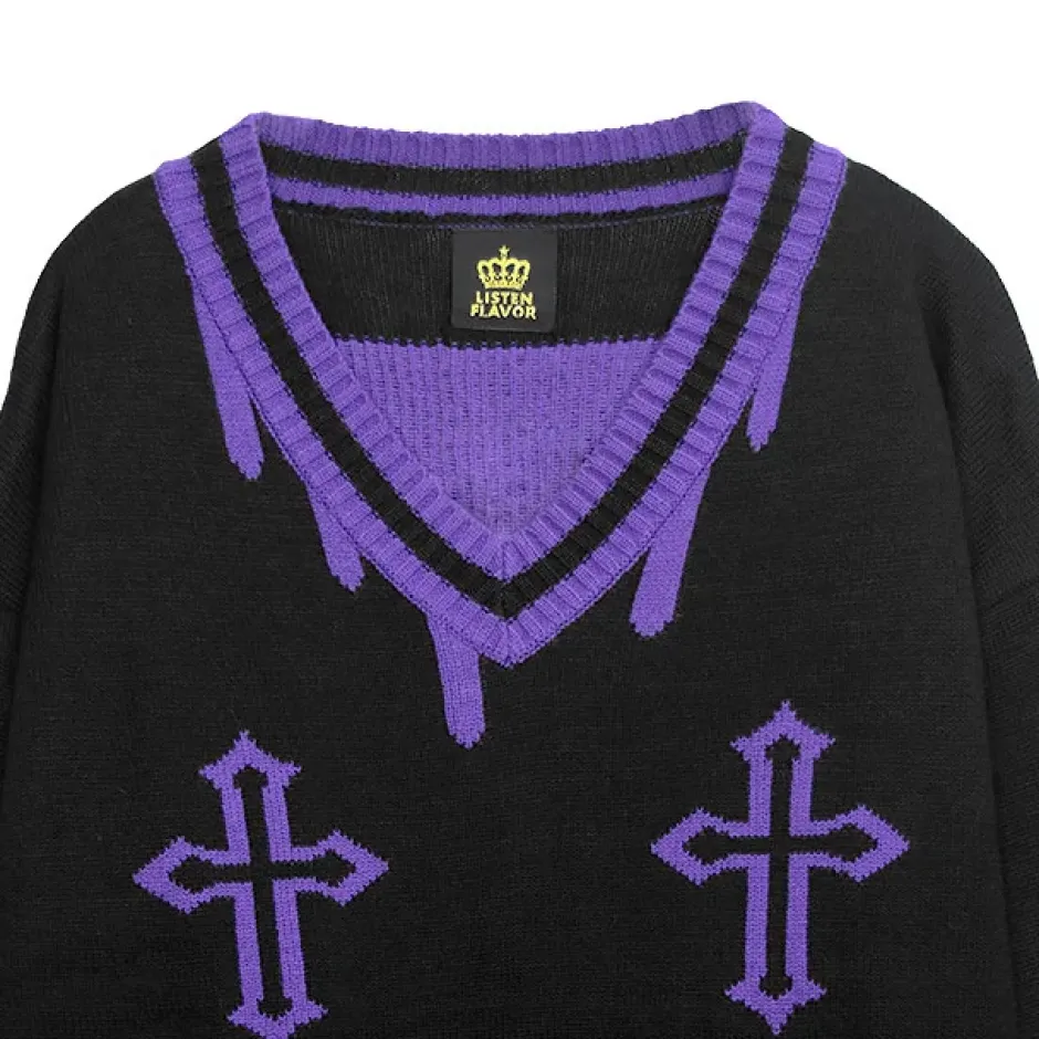 LISTEN FLAVOR Fallen Angel's Melty Line V-neckline Knit Sale