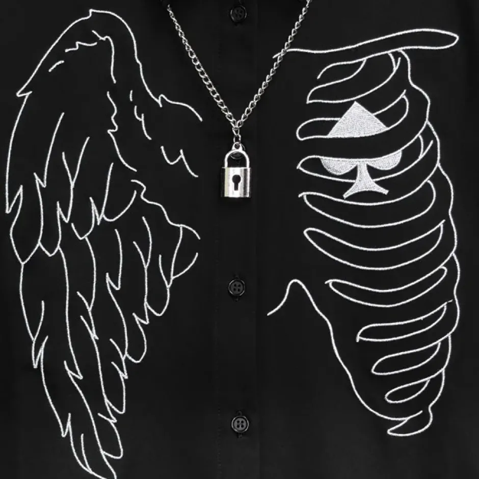 Tops>LISTEN FLAVOR Fallen Angel's Rib Shirt