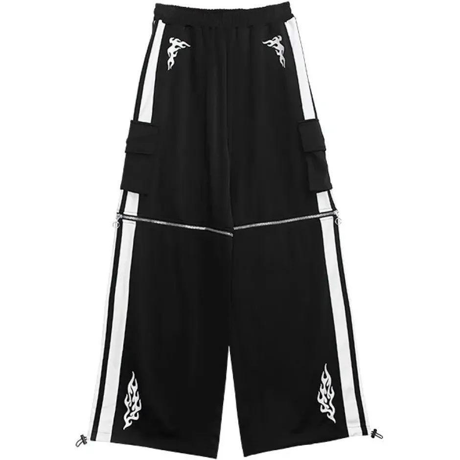 Bottoms>LISTEN FLAVOR Fallen Angel's 2-Way Separate Jersey Pants Black x White