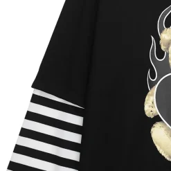 LISTEN FLAVOR Fire Heart Bear Layered-Style Long Sleeve T-Shirt Online
