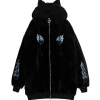 Jackets & Hoodies>LISTEN FLAVOR Fire Heart Cat Ear Boa Blouson