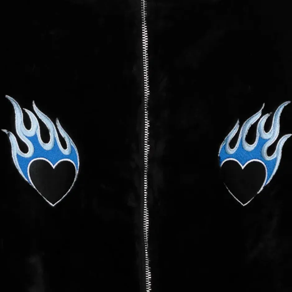 Jackets & Hoodies>LISTEN FLAVOR Fire Heart Cat Ear Boa Blouson