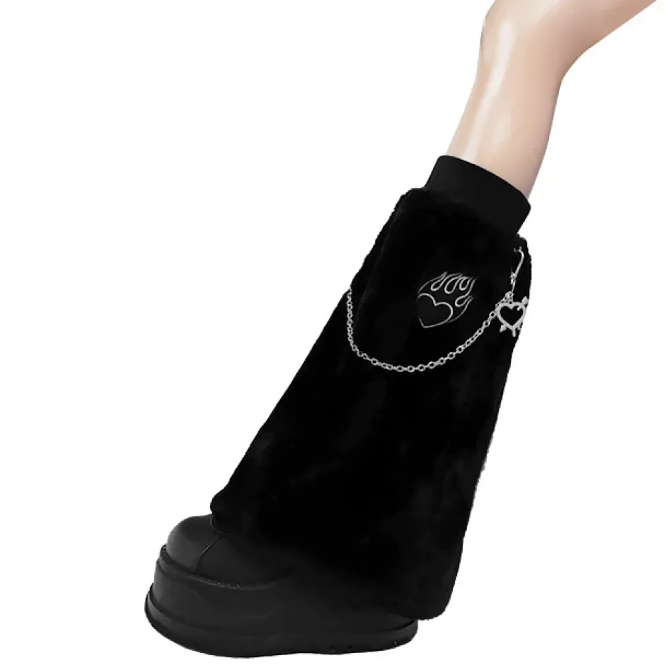 LISTEN FLAVOR Fire Heart Chain Boa Leg Covers New