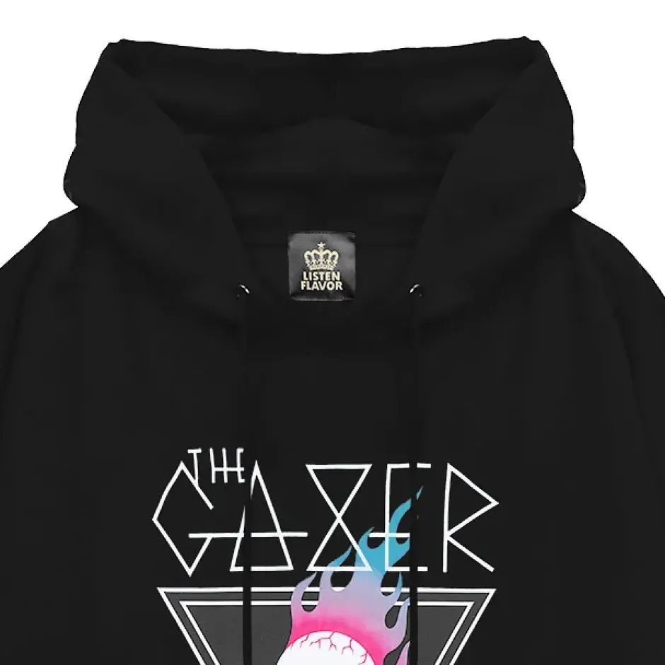 Jackets & Hoodies>LISTEN FLAVOR Flame Eye Layered-Style Hoodie