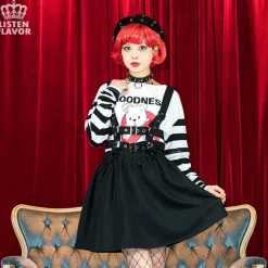 Bottoms>LISTEN FLAVOR Flared Skirt w/ Harness Belt