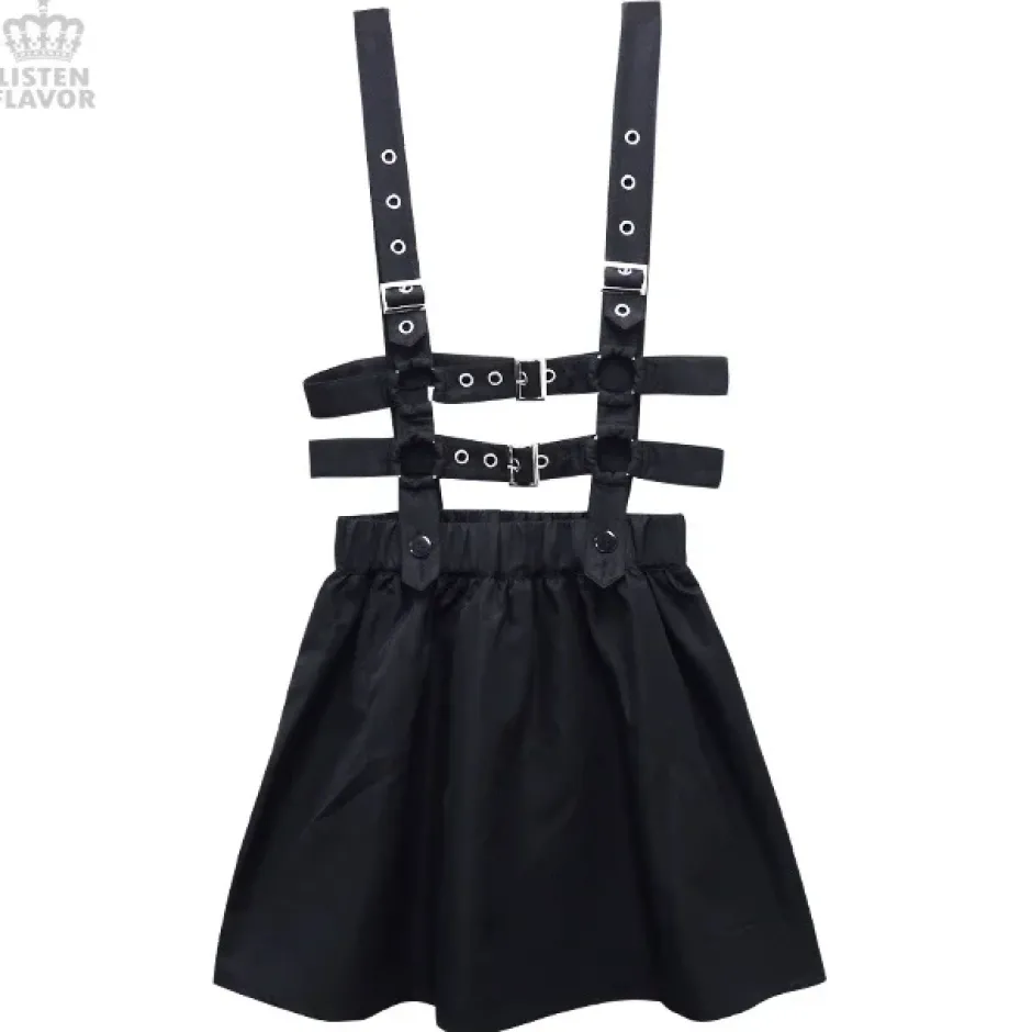 Bottoms>LISTEN FLAVOR Flared Skirt w/ Harness Belt