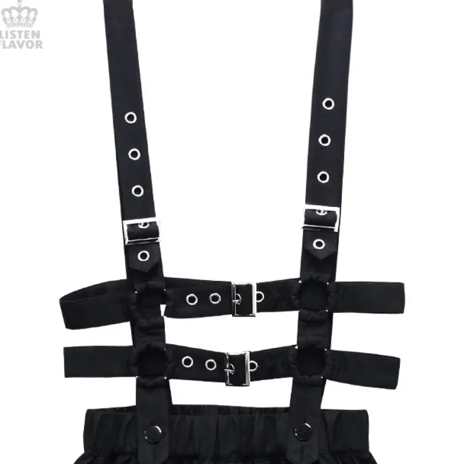 Bottoms>LISTEN FLAVOR Flared Skirt w/ Harness Belt