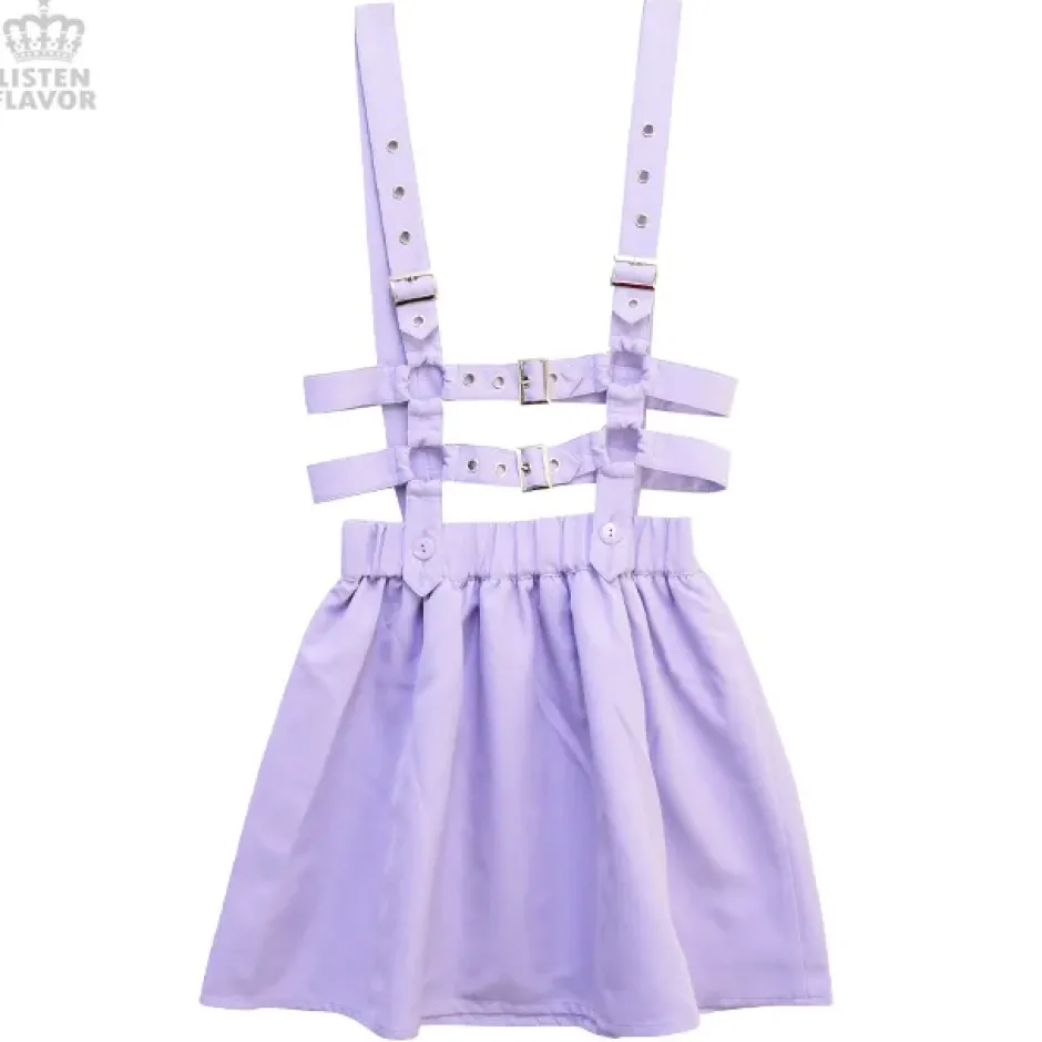 Bottoms>LISTEN FLAVOR Flared Skirt w/ Harness Belt