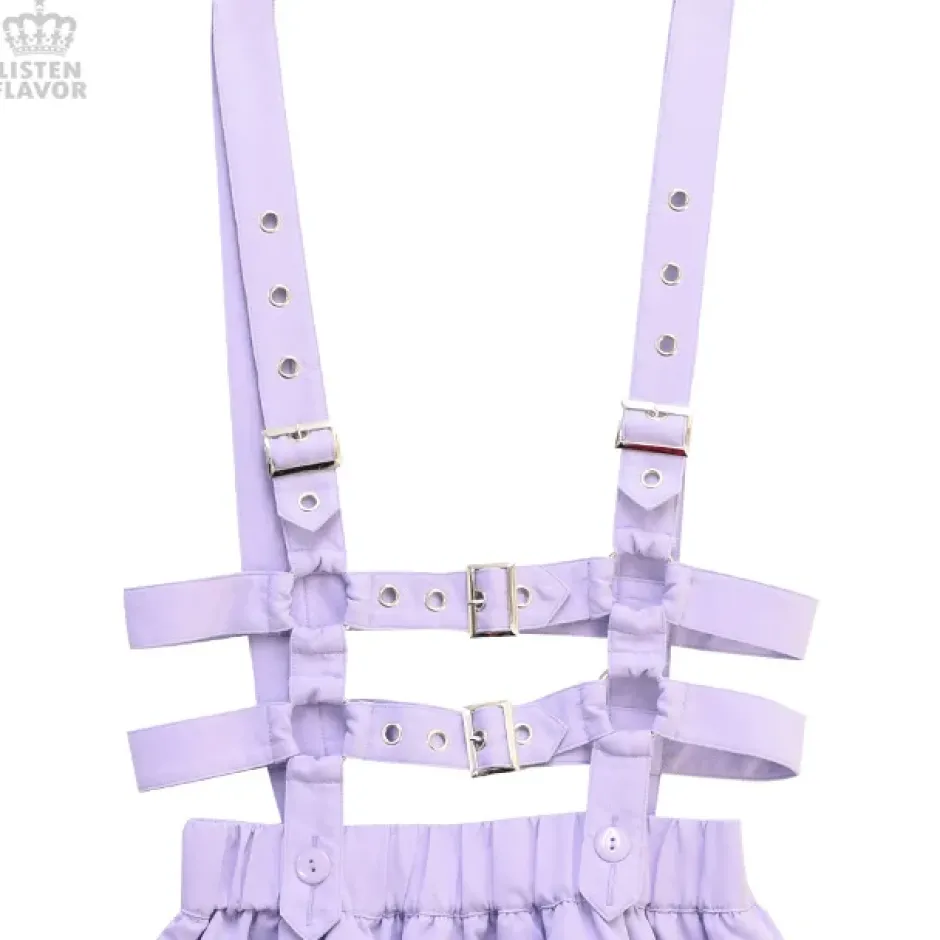Bottoms>LISTEN FLAVOR Flared Skirt w/ Harness Belt