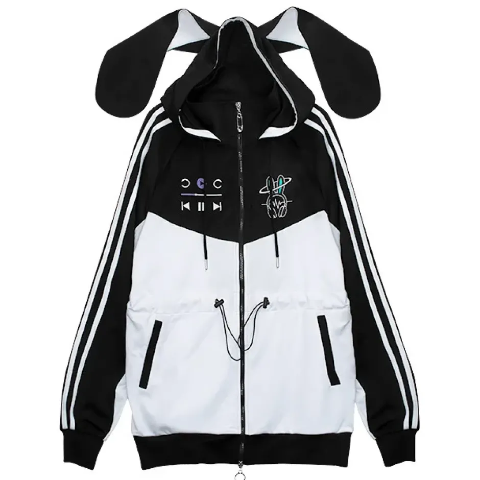 Jackets & Hoodies>LISTEN FLAVOR From the Mirai Bunny Ear Jersey Hoodie