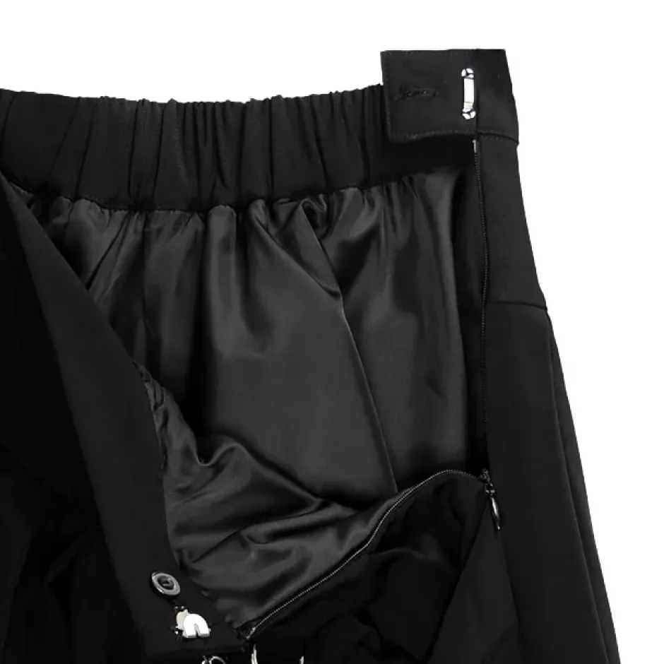 Bottoms>LISTEN FLAVOR Front Chain Pleated Skirt